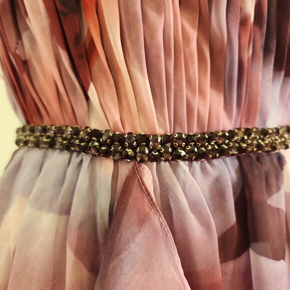 JOVANI Floral Plunging Neckline Chiffon Dress, Size 8 - Picture 7 of 14